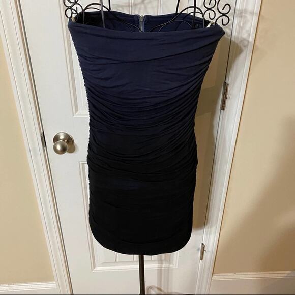 Young Fabulous Broke Strapless Navy to Black Ombré Ruched Dress, Sz Sm - Picture 5 of 11